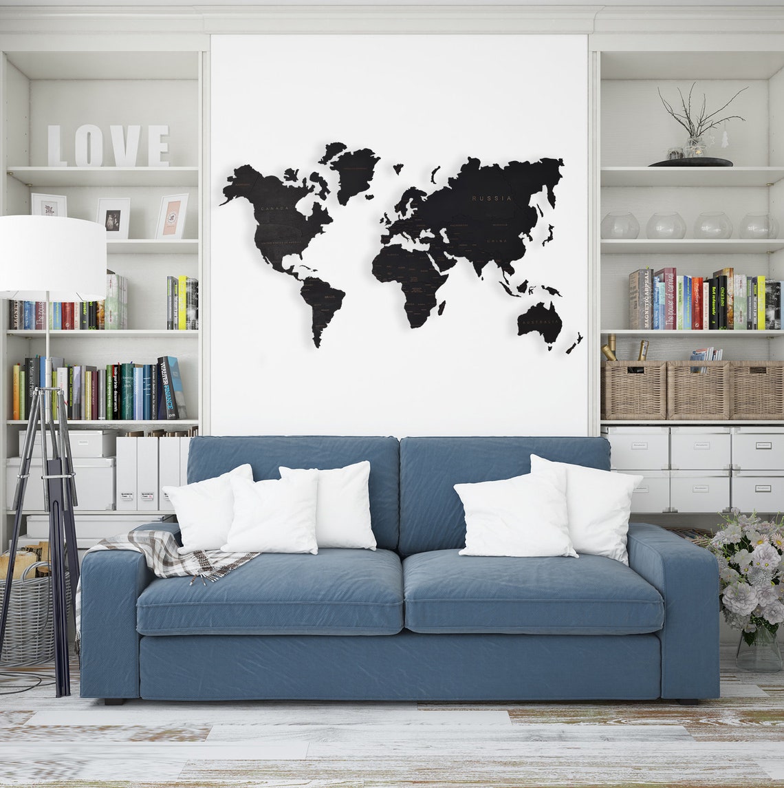 Wooden World Map Rustic Wall Art Home Decor Large Travel Map Wood Gift